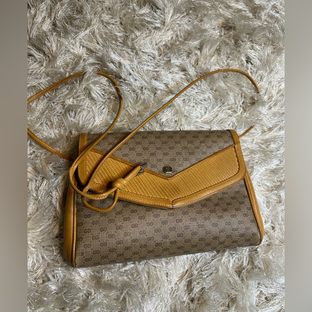 GUCCI Vintage Micro GG Pattern Canvas Shoulder Bag